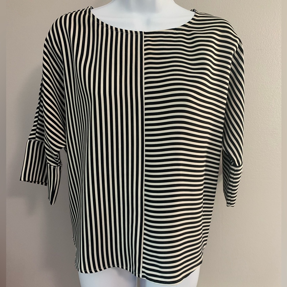 Express Black and White Boxy Blouse